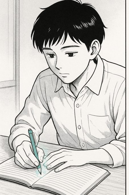 Illustrazione manga dal tratto disteso e calmo, in tema con Nagi.